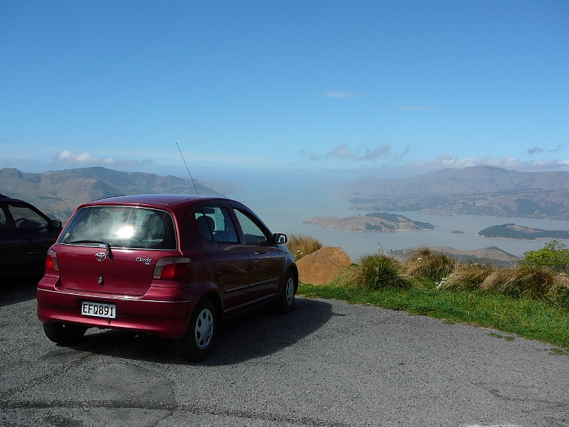P1010729.JPG - Lyttelton Harbour from the Port Hills - our luxury tin box!
