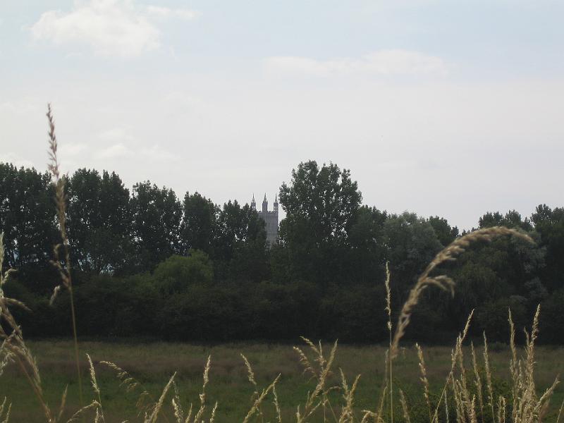 IMG_2897.JPG - En route to Montgomery: Gloucester Cathedral from the bypass.  An unscheduled stop - Sue took this from a layby while Chris was getting a fixed speeding penalty  (£60 and 3 points) from a most polite policeman.  Oops - should have spotted the 50 limit sign!